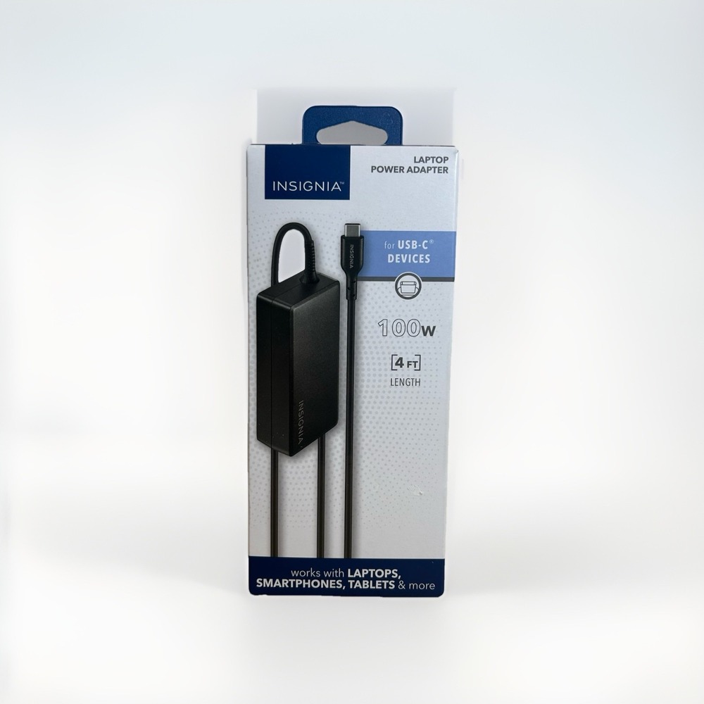 Insignia- 100W 4 ft. Laptop Power Adapter for USB-C Devices - Black